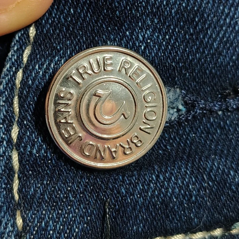 True Religion Geno Big T Flap Slim Jeans Mens Size 38 Medium Lagoon W38 L32 Wash